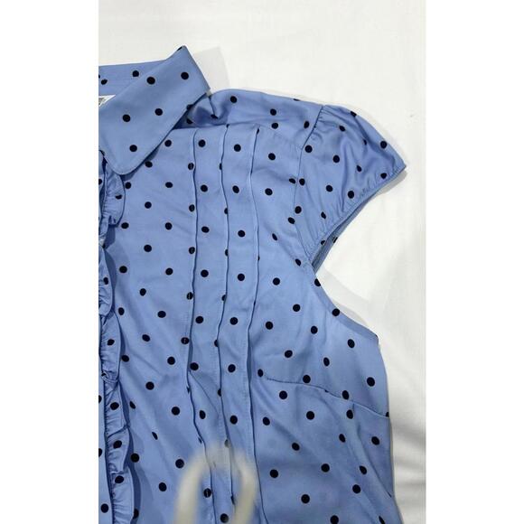 NWT Anthropologie Maeve Blue Polka Dot Cap-Sleeve Button Front Romper Siz Medium - Picture 5 of 9